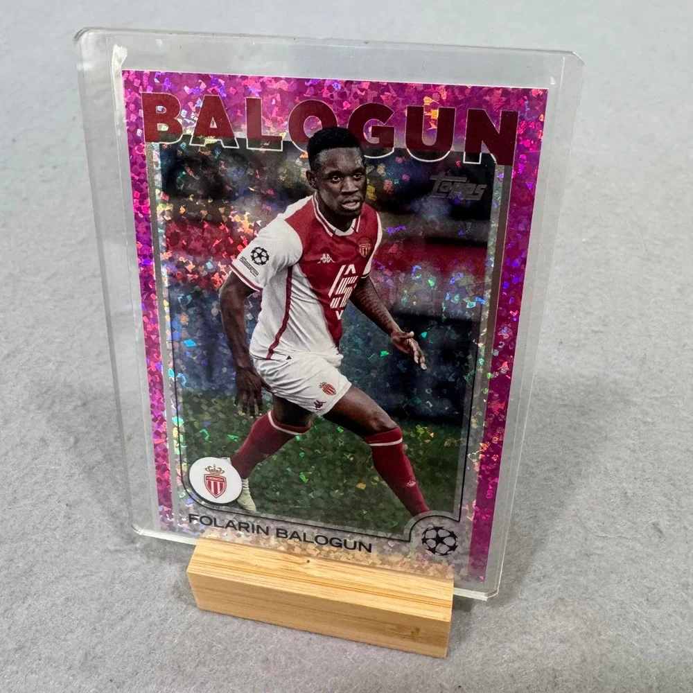 Topps Trading Card Folarin Balogun AS Monaco Pink Sparkle Foil UEFA CL #21